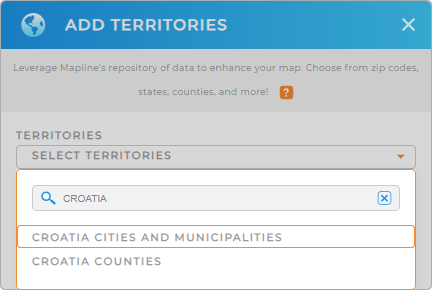 Add Croatia Cities and Towns to your map in Mapline