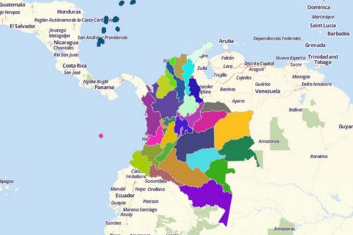 Map of Colombia Departments