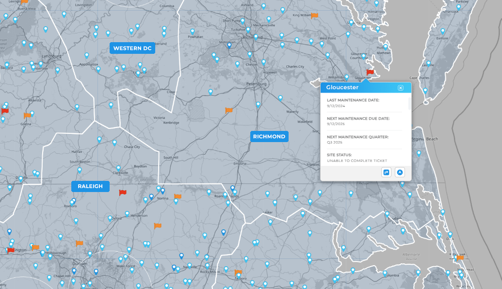 Geo scheduling technician map