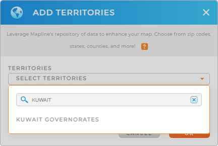 Add Kuwait governorates to your map in Mapline