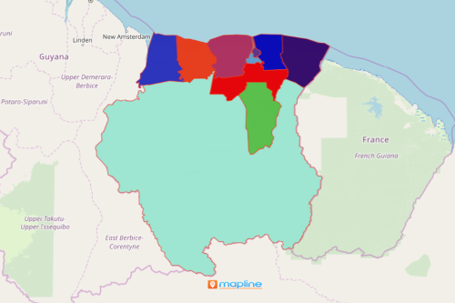 Visualize and Understand Suriname Map with Mapline's Territory Mapping Software