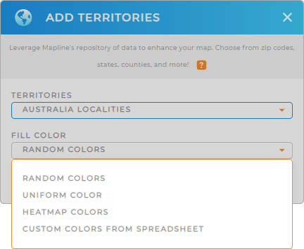 Color-code your Australia localities territory map in seconds