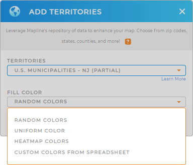 Color-code your U.S. municipalities territory map in seconds