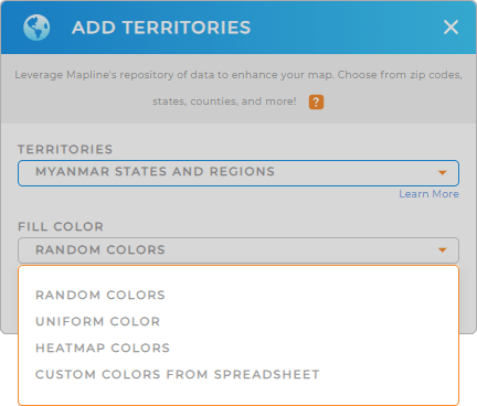Color-code your Myanmar States and Regions territory map in seconds