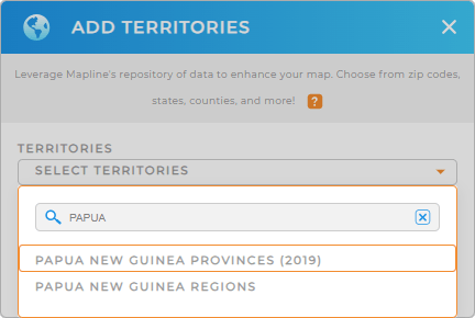 Add Papua New Guinea provinces to your map in Mapline