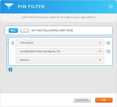 Apply pin filters before calculating center of minimum distance