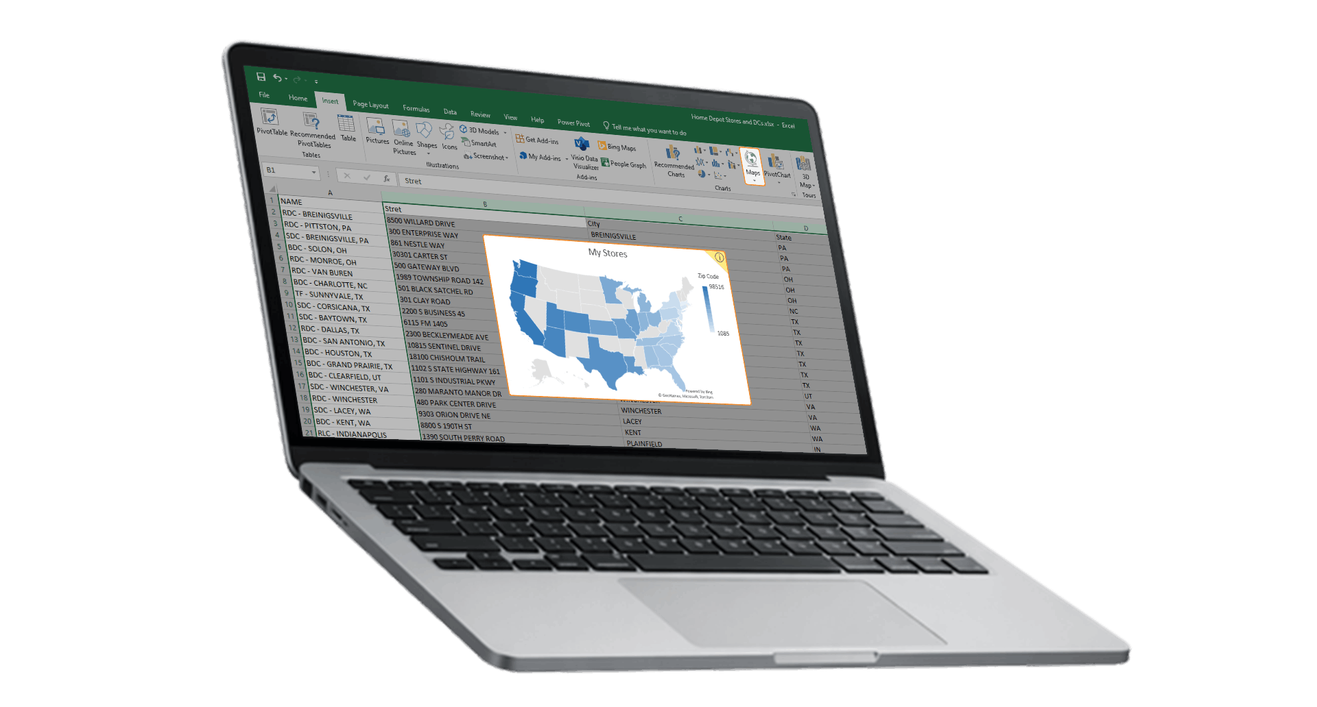 Create simple maps in Excel