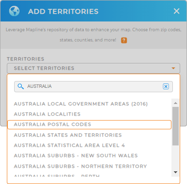 Add Australian Postal Codes to your map in Mapline