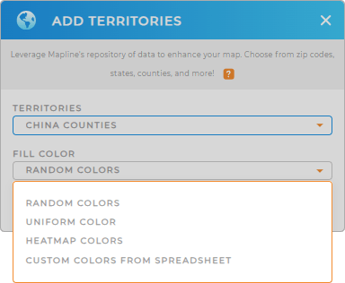 Select colors for your China counties