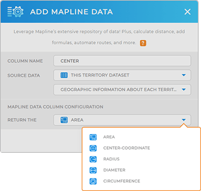 mapline data: calculate geographic information within a territory