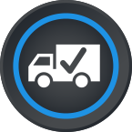 Blue Logistics icon: a truck moving forward