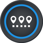 Routes icon: a straight, dotted line with map pins