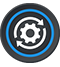 Blue Geo Operations icon: a gear with arrows around it