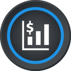 Sales forecasting icon: chart with a dollar sign above it