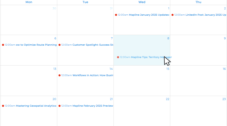 Easily click and drag to rearrange Mapline calendar events