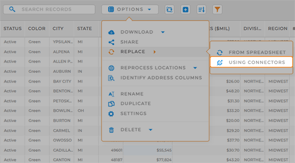 Replace data in a dataset through Mapline connectors