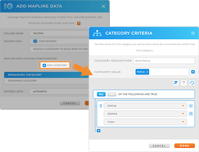 automatically assign categories to your mapline dataset columns