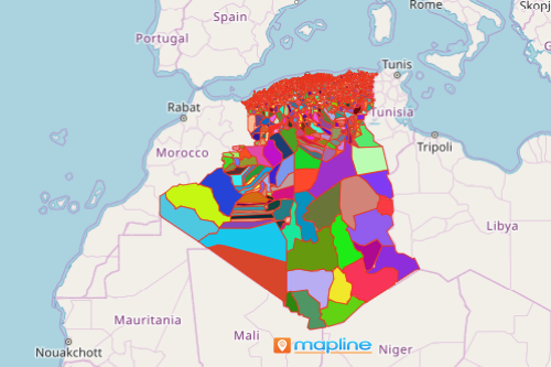 Algeria Map Showing Municipalities