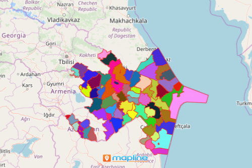 Azerbaijan map showing districts