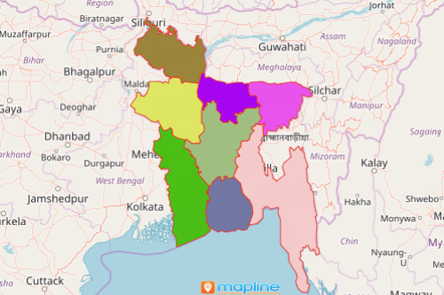 Bangladesh map showing divisions