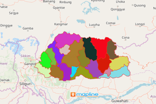 District Map of Bhutan