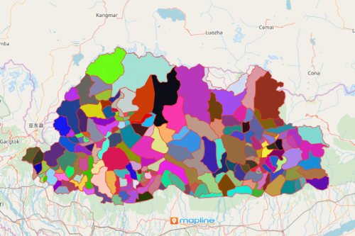 Bhutan Gewogs Map