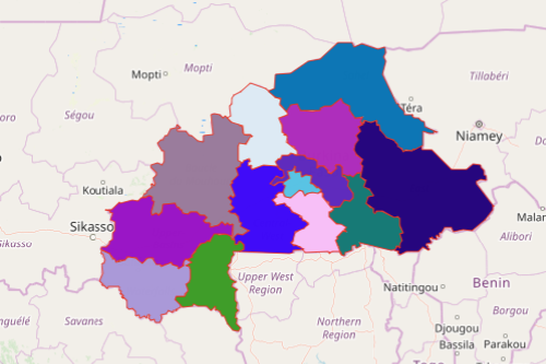 Burkina Faso Map Showing Regions