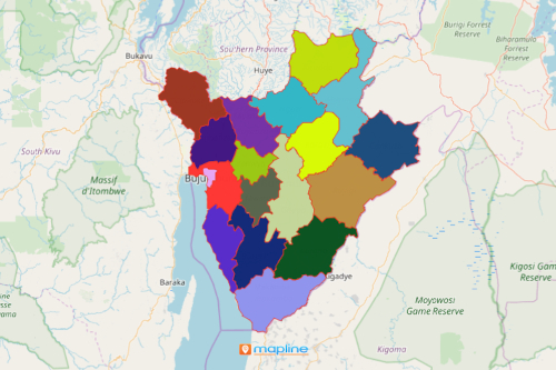 Burundi Map Showing Provinces