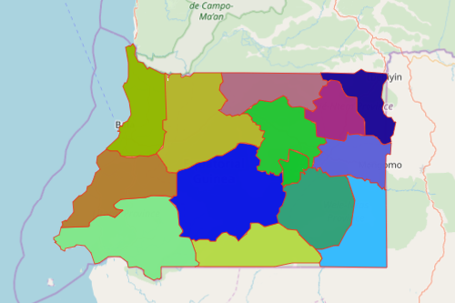 Equatorial Guinea map showing districts