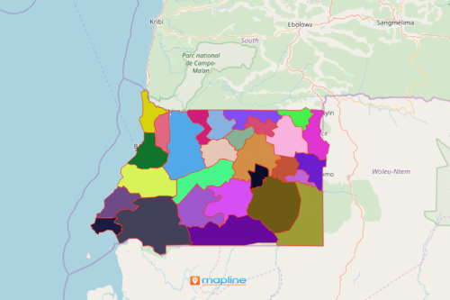 Equatorial Guinea map showing municipalities