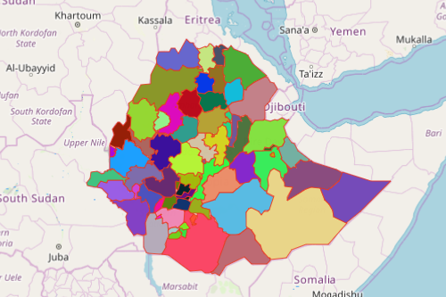 Ethiopia Map Showing Zones