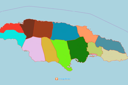 Jamaican Map With Parishes