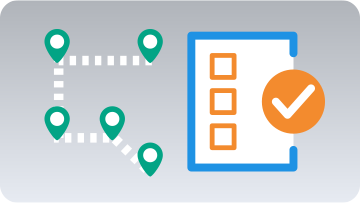 A route with pins next to a checklist.