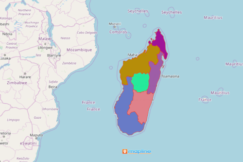 Madagascar map showing provinces
