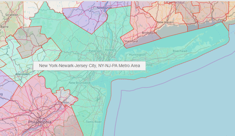 US MSA Map of NY