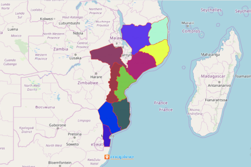 Mozambique map showing provinces