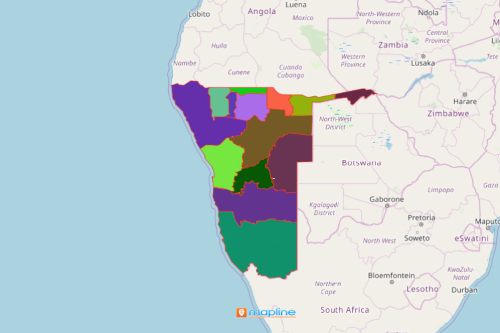 Region Map of Namibia