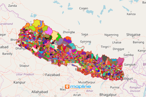 Nepal Map Showing Village Development Committee