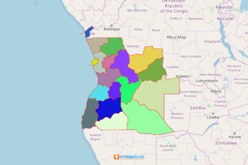 Angola Map Showing Provinces