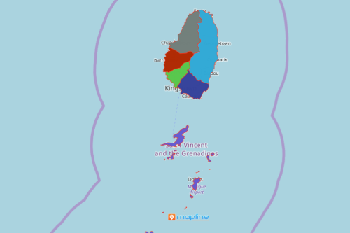 Map Saint Vincent and Grenadines Parishes