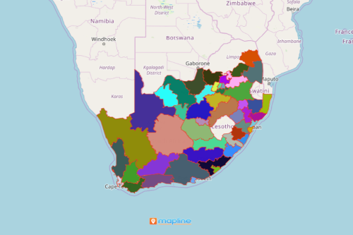 South African map showing districts