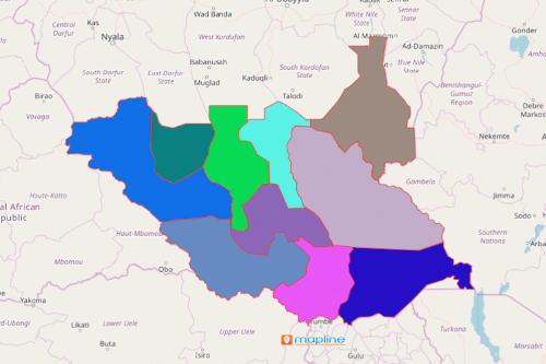 States map of South Sudan