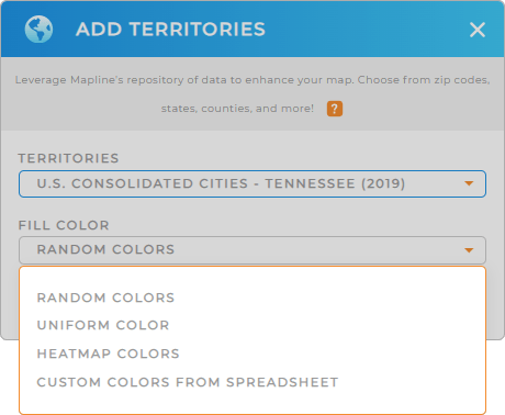 Color Styles for US Consolidated Cities