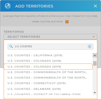 Choose to add U.S. Counties