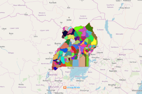 Uganda Map of Districts