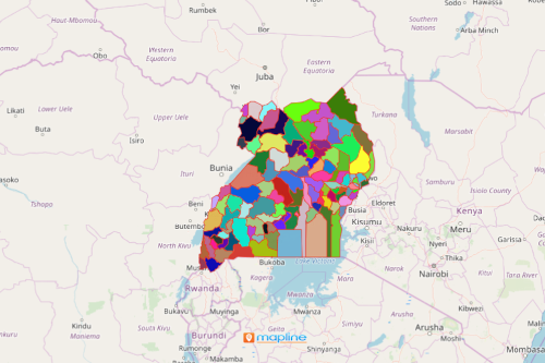 Districts In Uganda Map Create A Map Of Uganda Showing Districts And Counties | Mapline