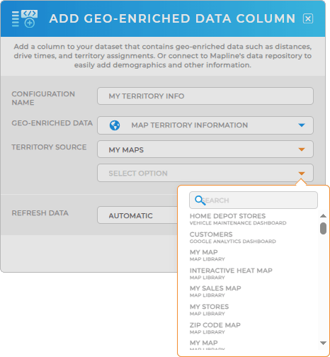 Add map territory to your datasets in just a few clicks!