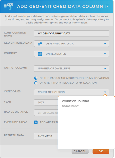 Add number of dwellings to your data in Mapline