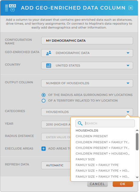 Add number of households to your data in Mapline