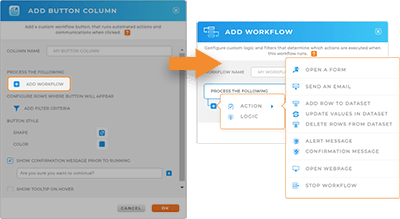 Add custom actions to your button columns in mapline